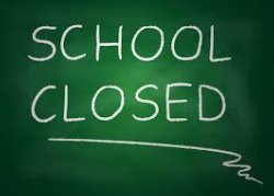 Green background with \"School Closed\" written in white
